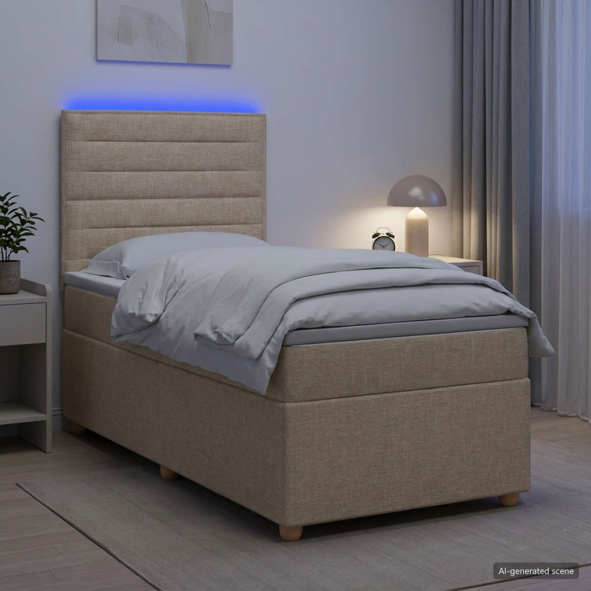 Boxspring ágy matraccal Krémszínű 80 x 200 cm Szövet