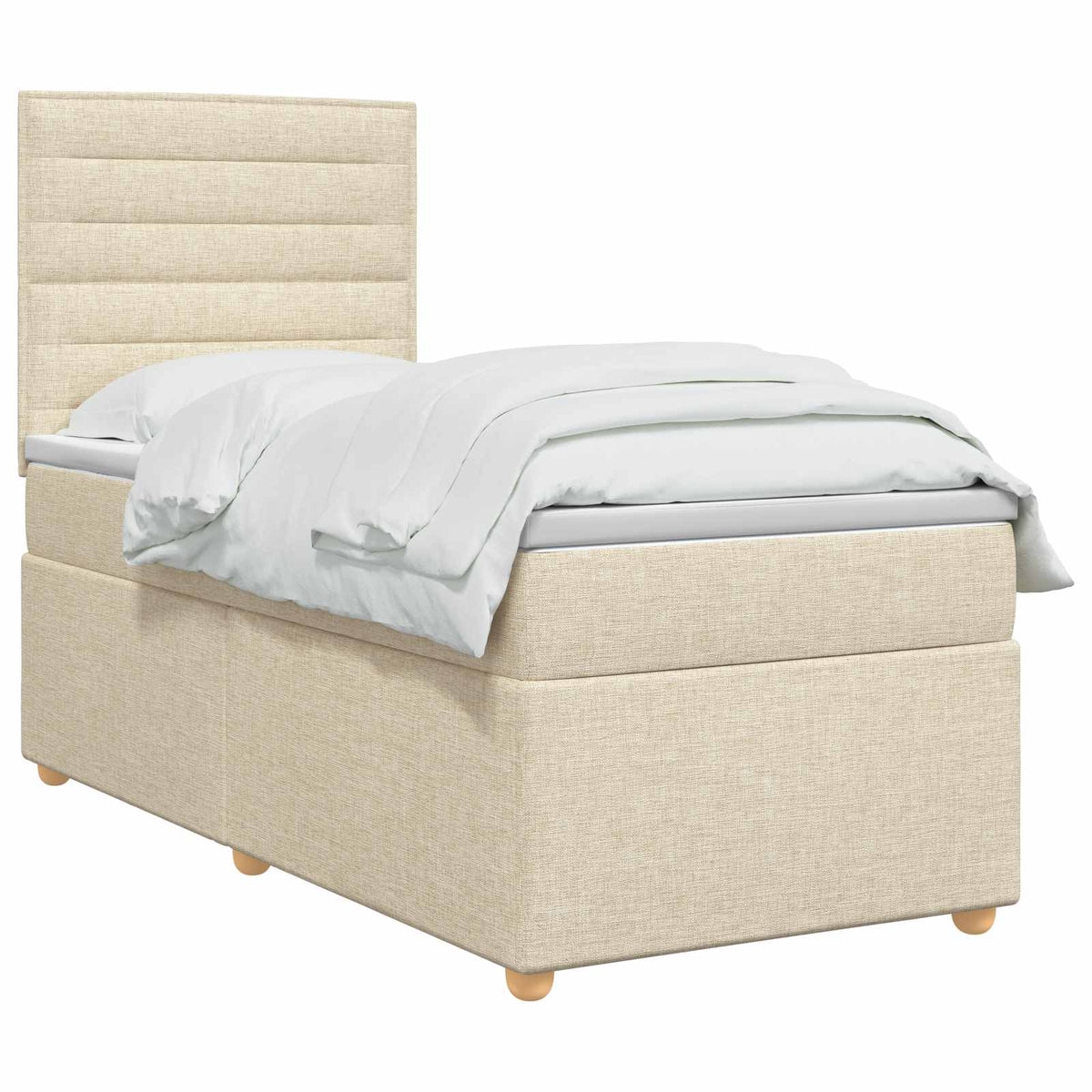 Boxspring ágy matraccal Krémszínű 80 x 200 cm Szövet 3