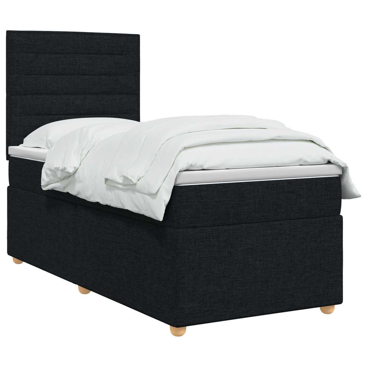 Boxspring ágy matraccal fejtámlával Fekete 100 x 200 cm Szövet 3