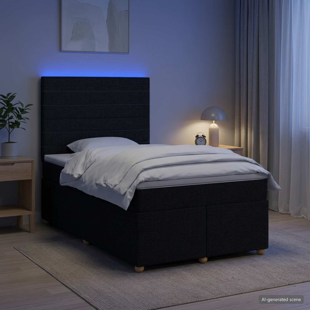Boxspring ágy matraccal fejtámlával Fekete 120 x 190 cm Szövet 4