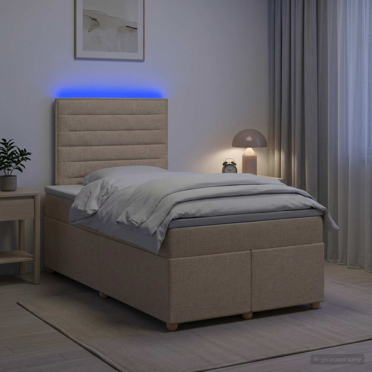 Boxspring ágy matraccal Krémszínű 120 x 200 cm Szövet 4