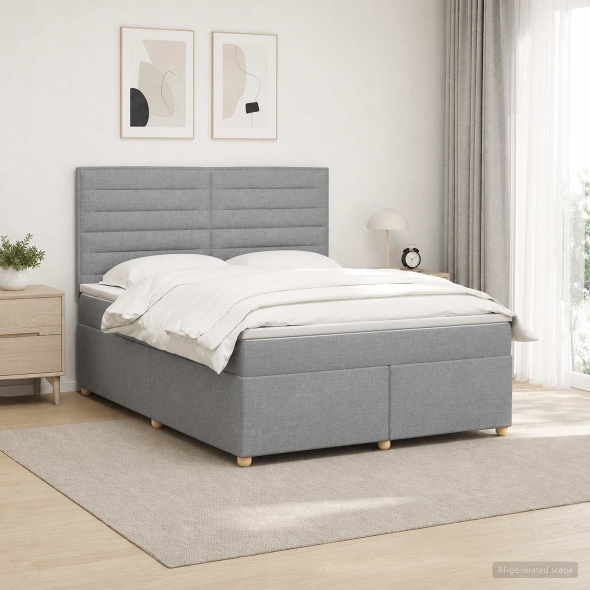 Boxspring ágy matraccal Világosszürke 180 x 200 cm Szövet 4