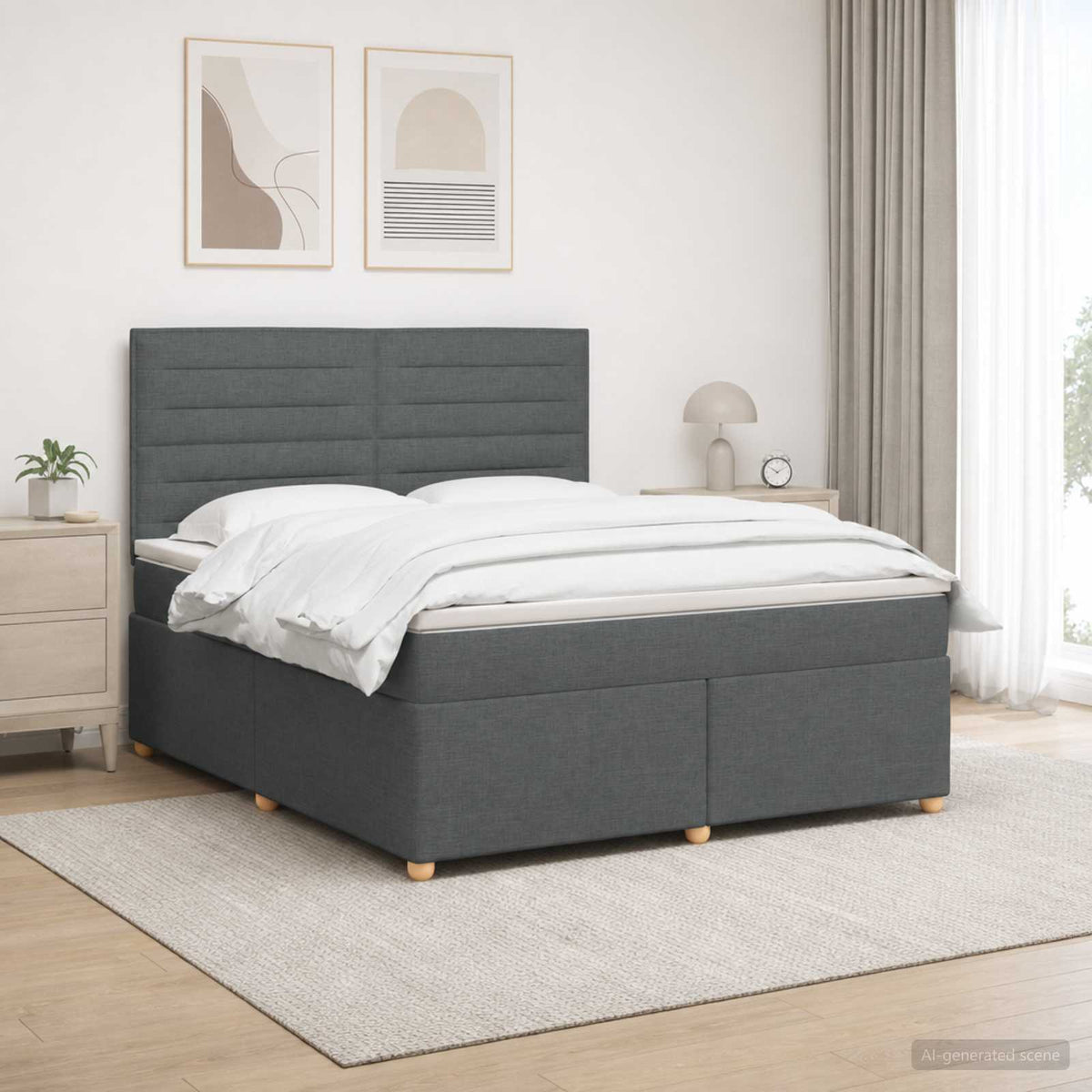 Boxspring ágy matraccal Sötétszürke 180 x 200 cm Szövet 4