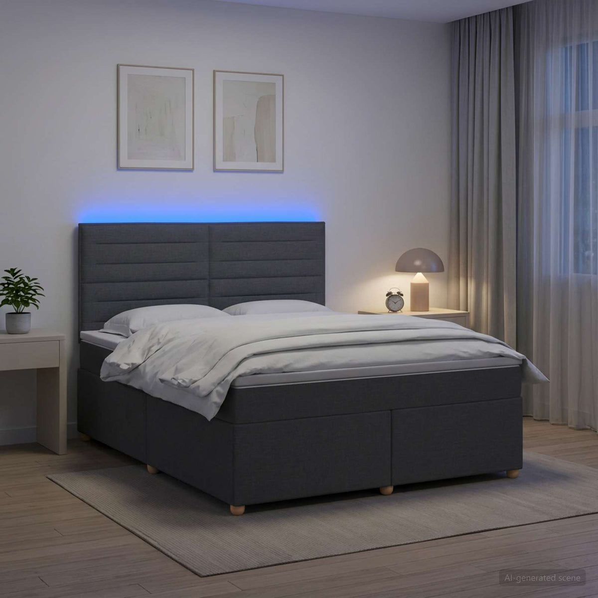 Boxspring ágy matraccal Sötétszürke 180 x 200 cm Szövet