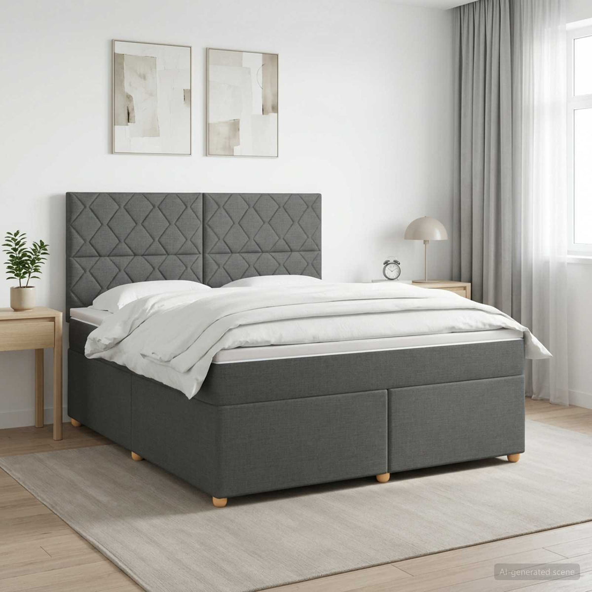 Boxspring ágy matraccal Sötétszürke 160 x 200 cm Szövet 4
