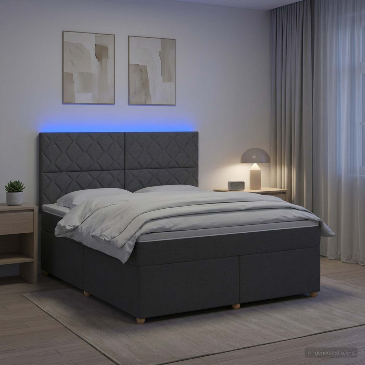 Boxspring ágy matraccal Sötétszürke 160 x 200 cm Szövet