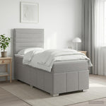 LED Boxspring Ágy Mattal Világosszürke 90 x 200 cm Szövet 4