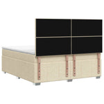 LED Boxspring Ágy Mattal Krémszínű 140 x 190 cm Szövet 9