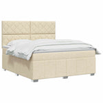 LED Boxspring Ágy Mattal Krémszínű 140 x 190 cm Szövet 3