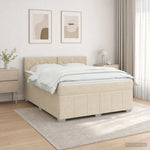 LED Boxspring Ágy Mattal Krémszínű 140 x 190 cm Szövet