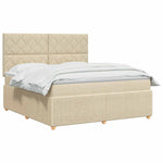 LED Boxspring Ágy Mattal Krémszínű 140 x 190 cm Szövet 3