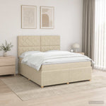 LED Boxspring Ágy Mattal Krémszínű 140 x 190 cm Szövet 4