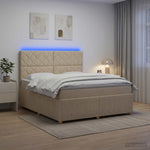 LED Boxspring Ágy Mattal Krémszínű 140 x 190 cm Szövet