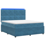 LED Boxspring Ágy Mattal fejtámlával Kék 160 x 200 cm Bársony 2