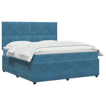LED Boxspring Ágy Mattal fejtámlával Kék 160 x 200 cm Bársony 3