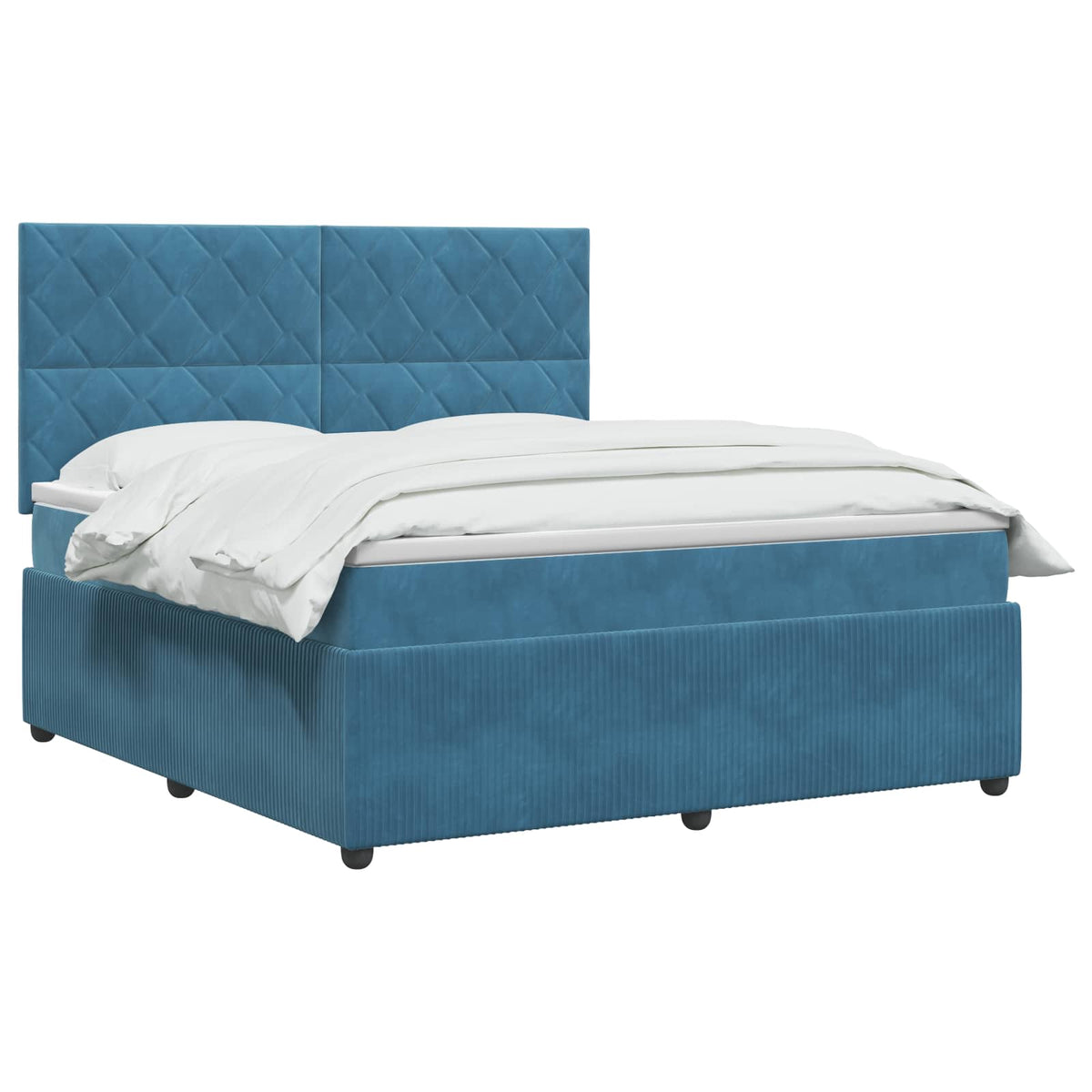 LED Boxspring Ágy Mattal fejtámlával Kék 160 x 200 cm Bársony 3