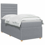 LED Boxspring Ágy Mattal Világosszürke 90 x 190 cm Szövet 3