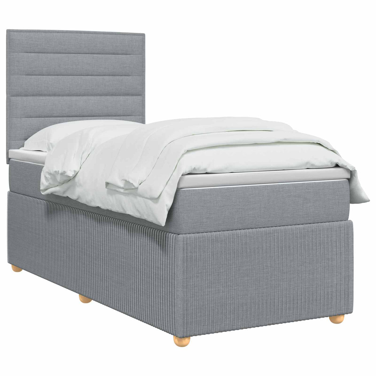 LED Boxspring Ágy Mattal Világosszürke 90 x 190 cm Szövet 3