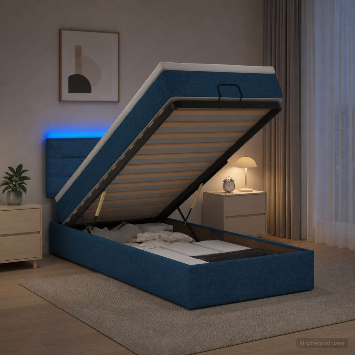 Óriási Ágy Matrac és LED világítással Kék 90 x 190 cm Szövet 4