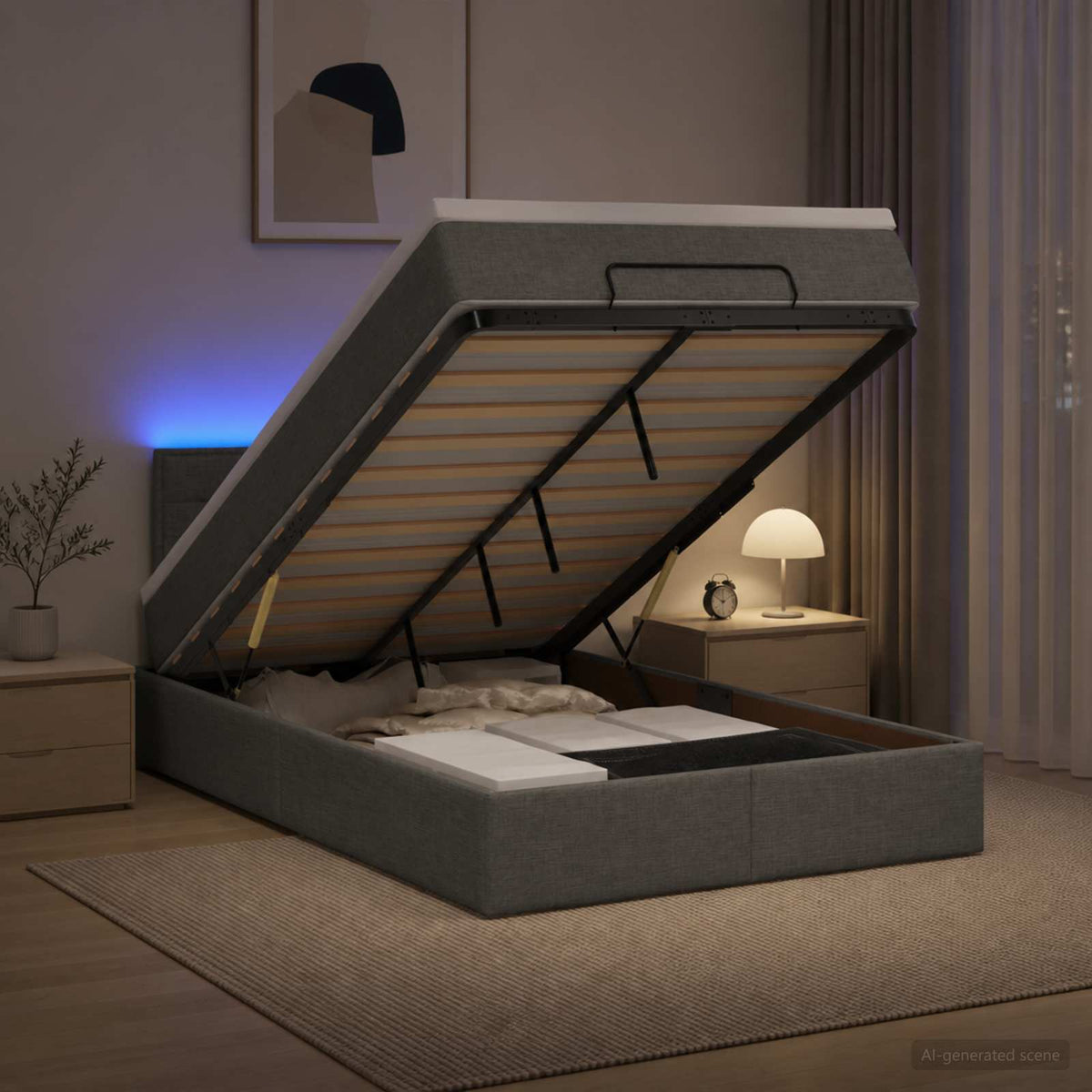 Óriási Ágy Matrac és LED világítással Sötétszürke 120 x 190 cm