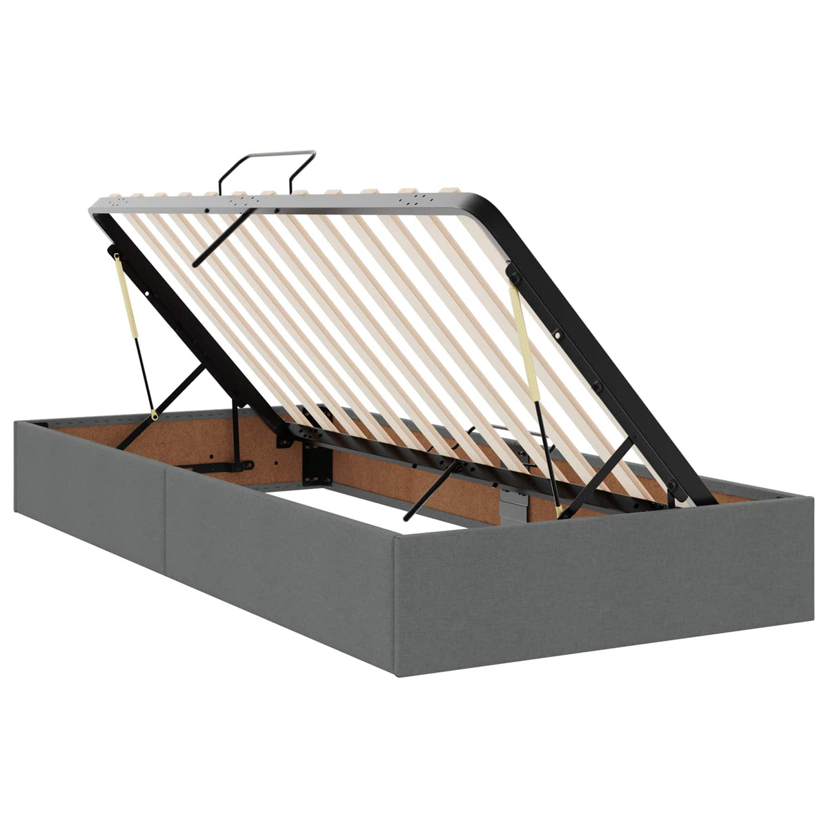 LED tárolós ágy matraccal Sötétszürke 90 x 190 cm Szövet 6
