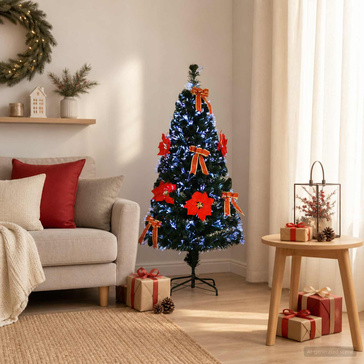 Optikai szálas műfenyő 150 cm 24 LED Többszínű PVC 3