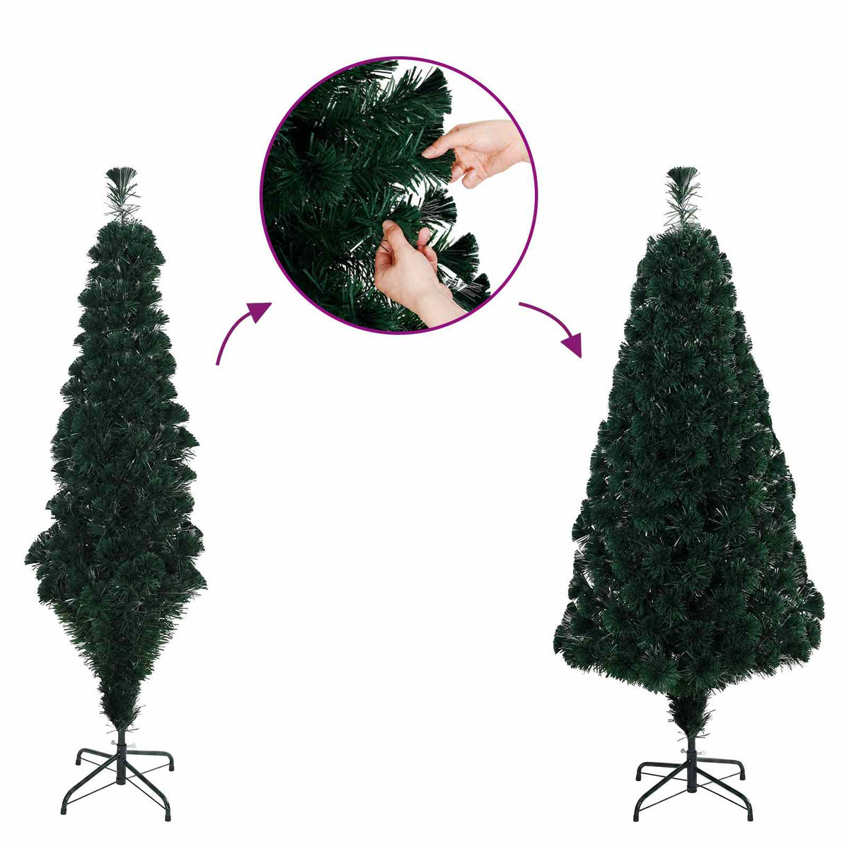 Optikai szálas műfenyő 120 cm 12 LED Többszínű PVC 8
