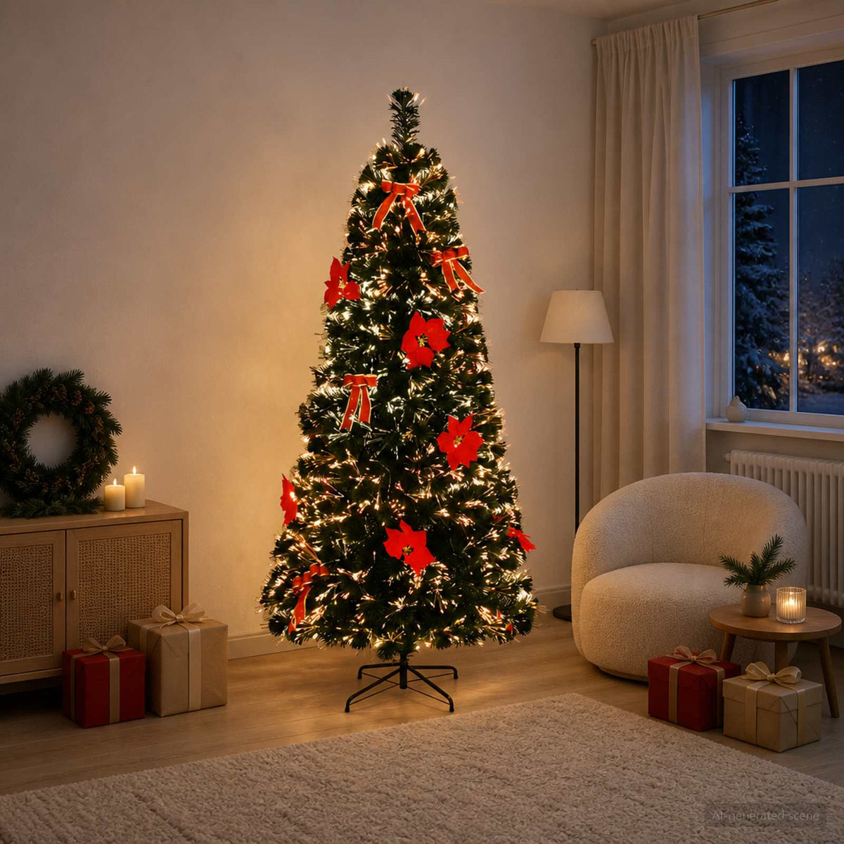 Optikai szálas műfenyő 210 cm 24 LED Többszínű PVC 3