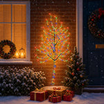 LED-es fali karácsonyfa 150 cm 140 LED Többszínű Acél Fekete