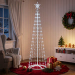 LED-es kúpos karácsonyfa 180 cm 250 LED Hideg fehér Acél Fehér 3
