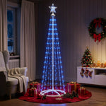LED-es kúpos karácsonyfa 180 cm 250 LED Kék Acél Fehér 3