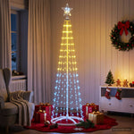 LED-es kúpos karácsonyfa 180 cm 250 LED RGB Acél Fehér 4