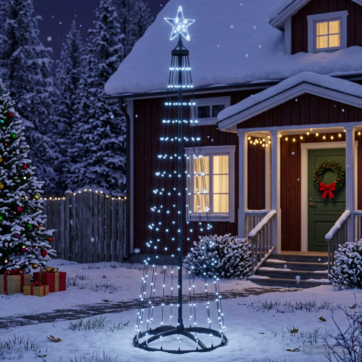 LED-es kúpos karácsonyfa 180 cm 250 LED Hideg fehér Acél Fehér