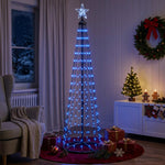 LED-es kúpos karácsonyfa 180 cm 250 LED Kék Acél Fehér 3