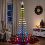 LED-es kúpos karácsonyfa 180 cm 250 LED Többszínű Acél Fehér 4