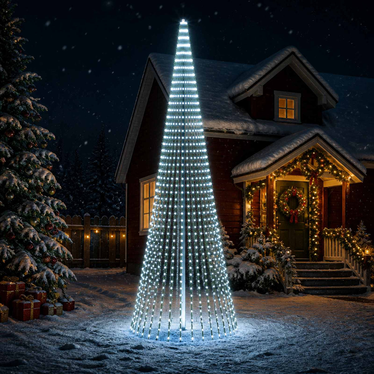 LED Karácsonyi Fenyő 470 cm 1504 LED Hideg fehér Acél Zöld