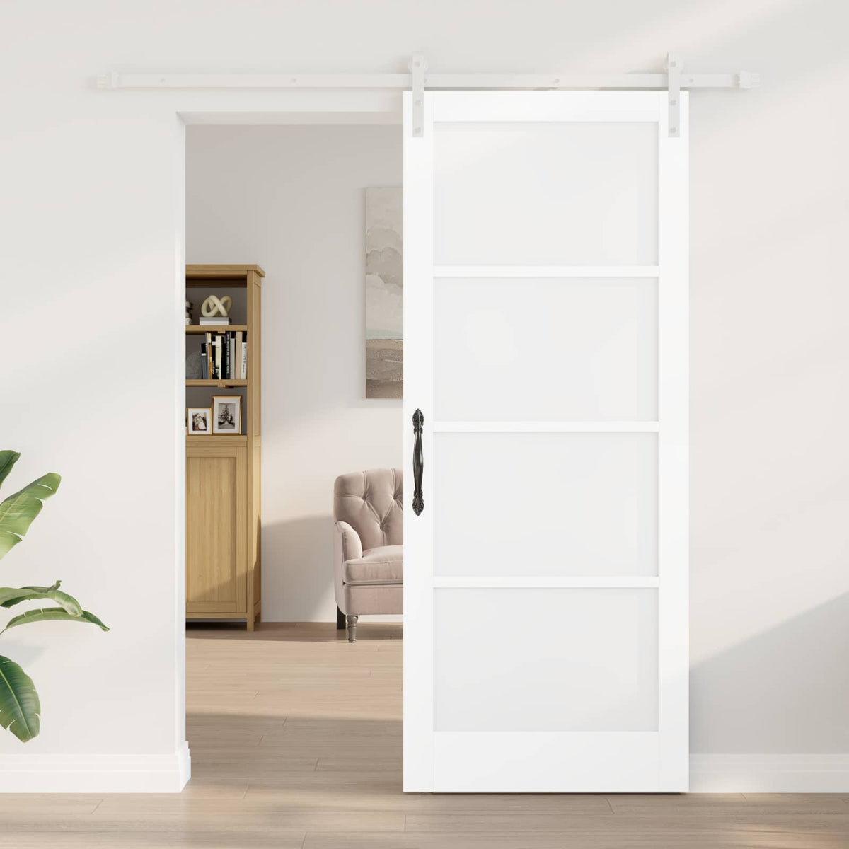 Csúszó ajtó 86 x 211 cm Szerelt Fa Fehér 3