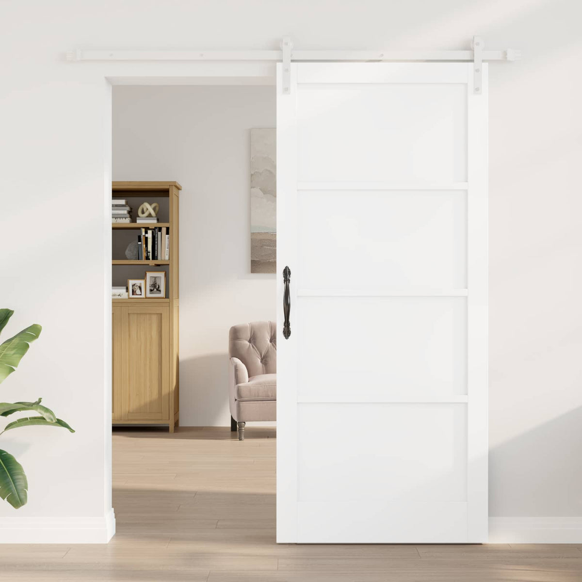 Csúszó ajtó 93 x 211 cm Szerelt Fa Fehér 3