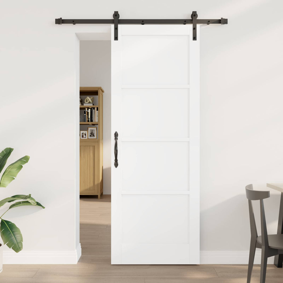 Csúszó ajtó 78 x 211 cm Szerelt Fa Fehér és Fekete