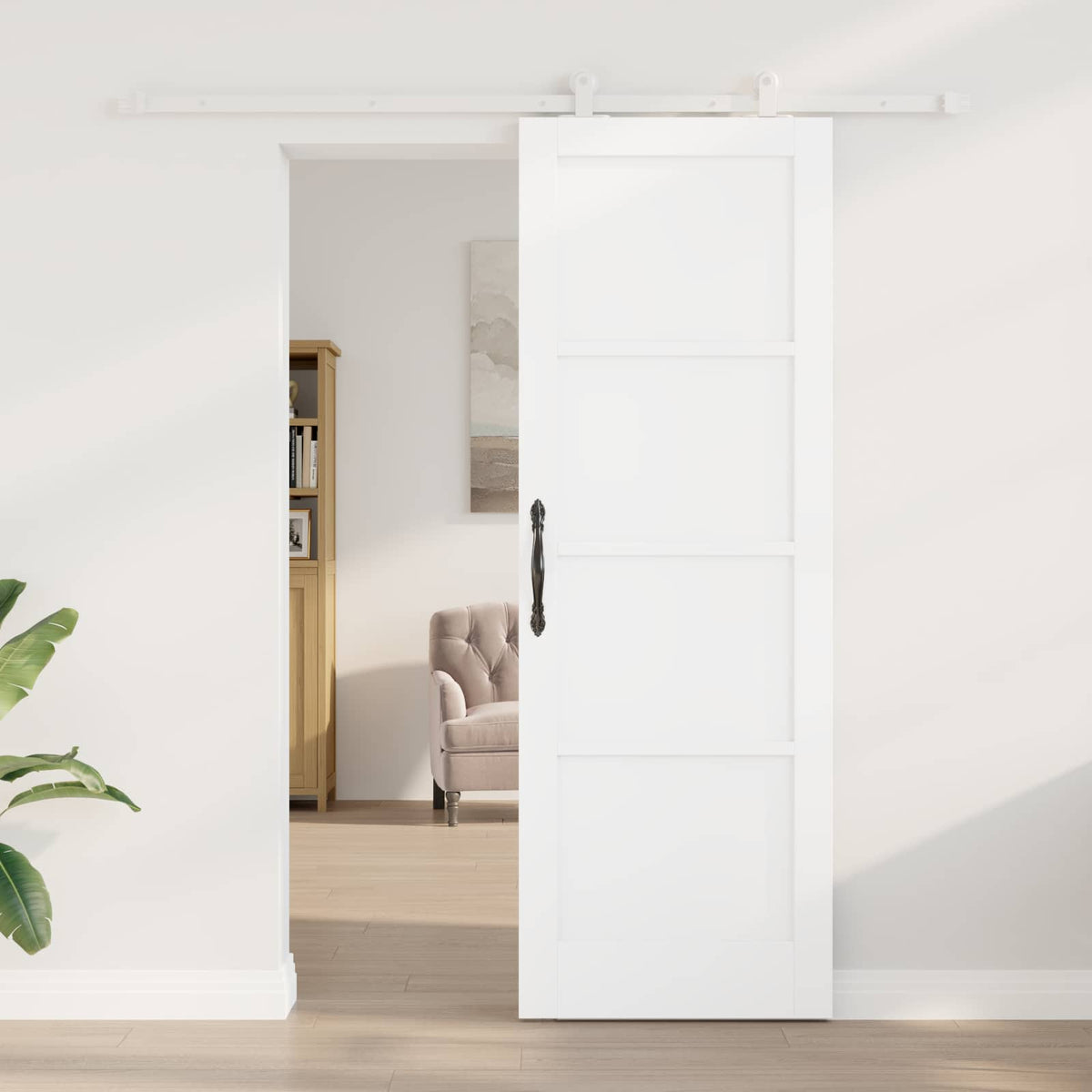 Csúszó ajtó 73,5 x 211 cm Szerelt Fa Fehér 3