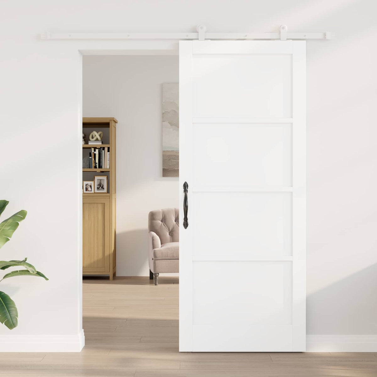 Csúszó ajtó 86 x 211 cm Szerelt Fa Fehér 3