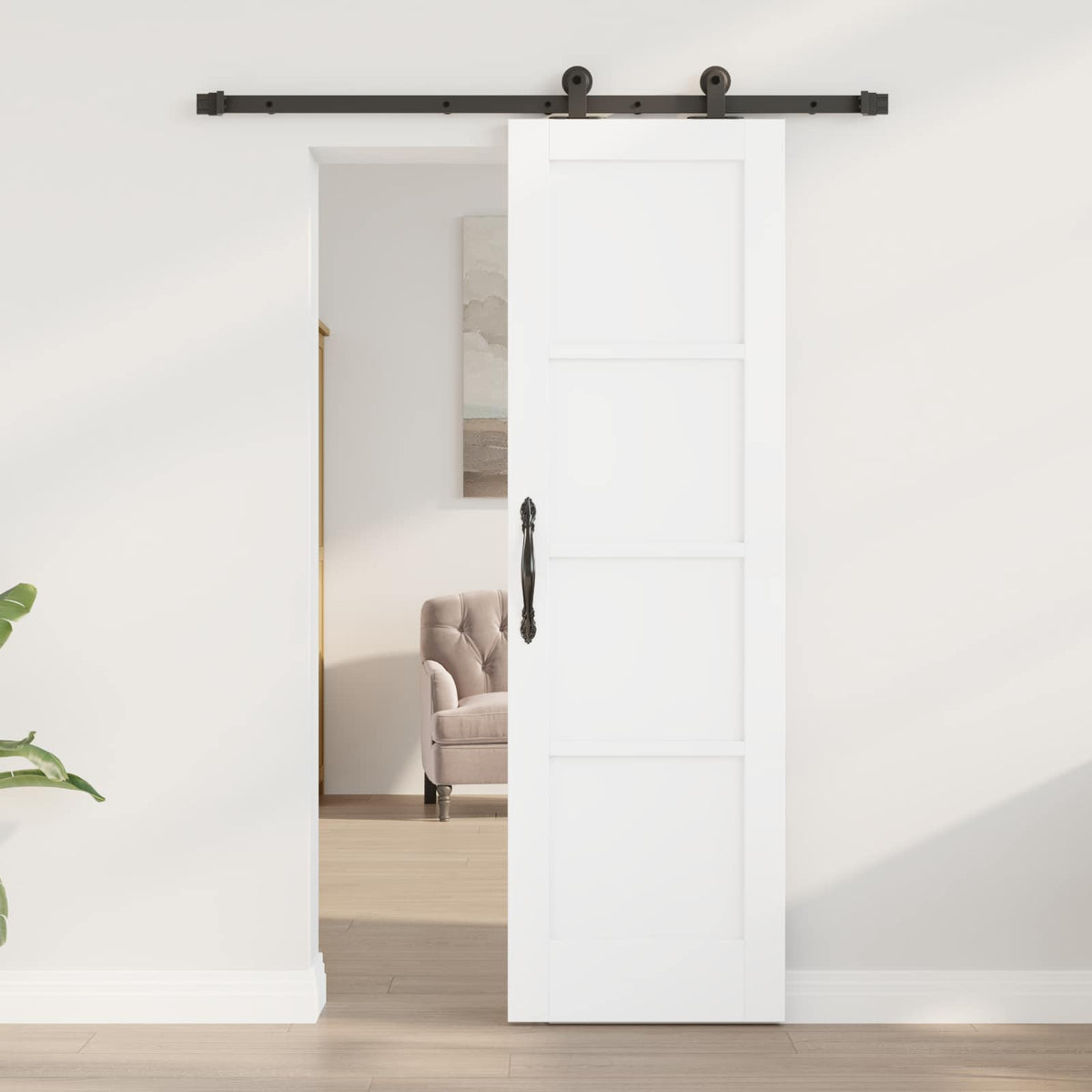 Csúszó ajtó ORKDAL 61 x 198,5 cm Szerelt Fa Fehér és Fekete 3