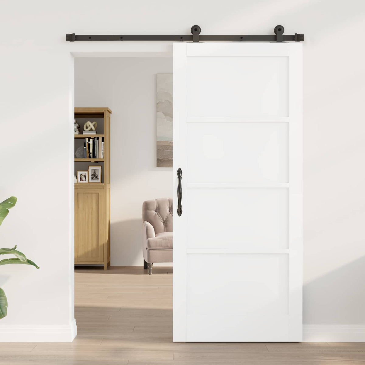 Csúszó ajtó ORKDAL 86 x 198,5 cm Szerelt Fa Fehér és Fekete 3