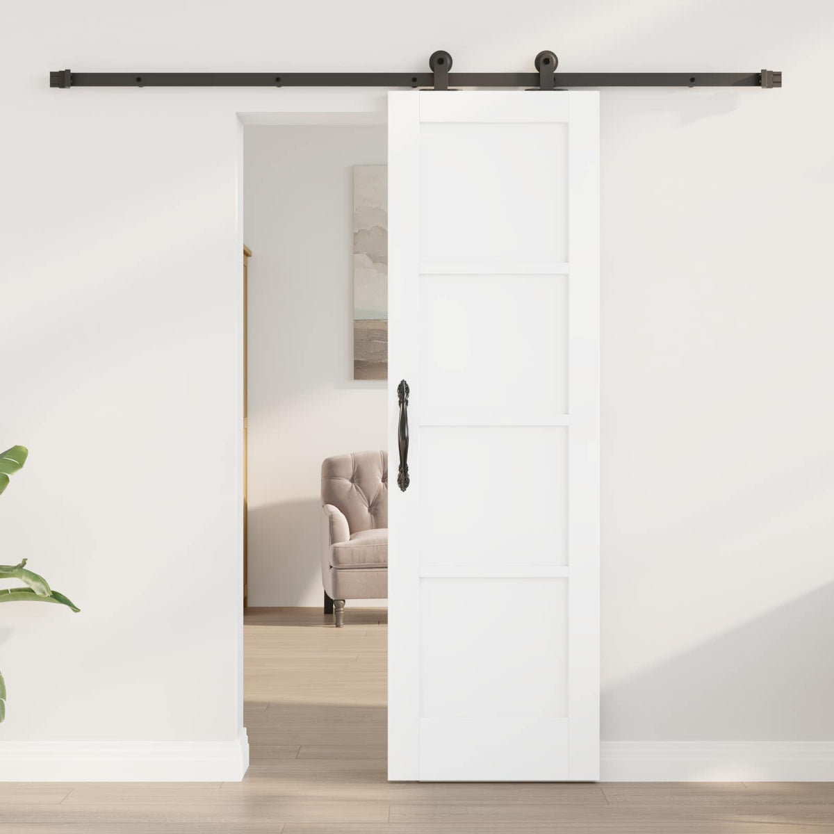 Csúszó ajtó ORKDAL 61 x 198,5 cm Szerelt Fa Fehér és Fekete 3