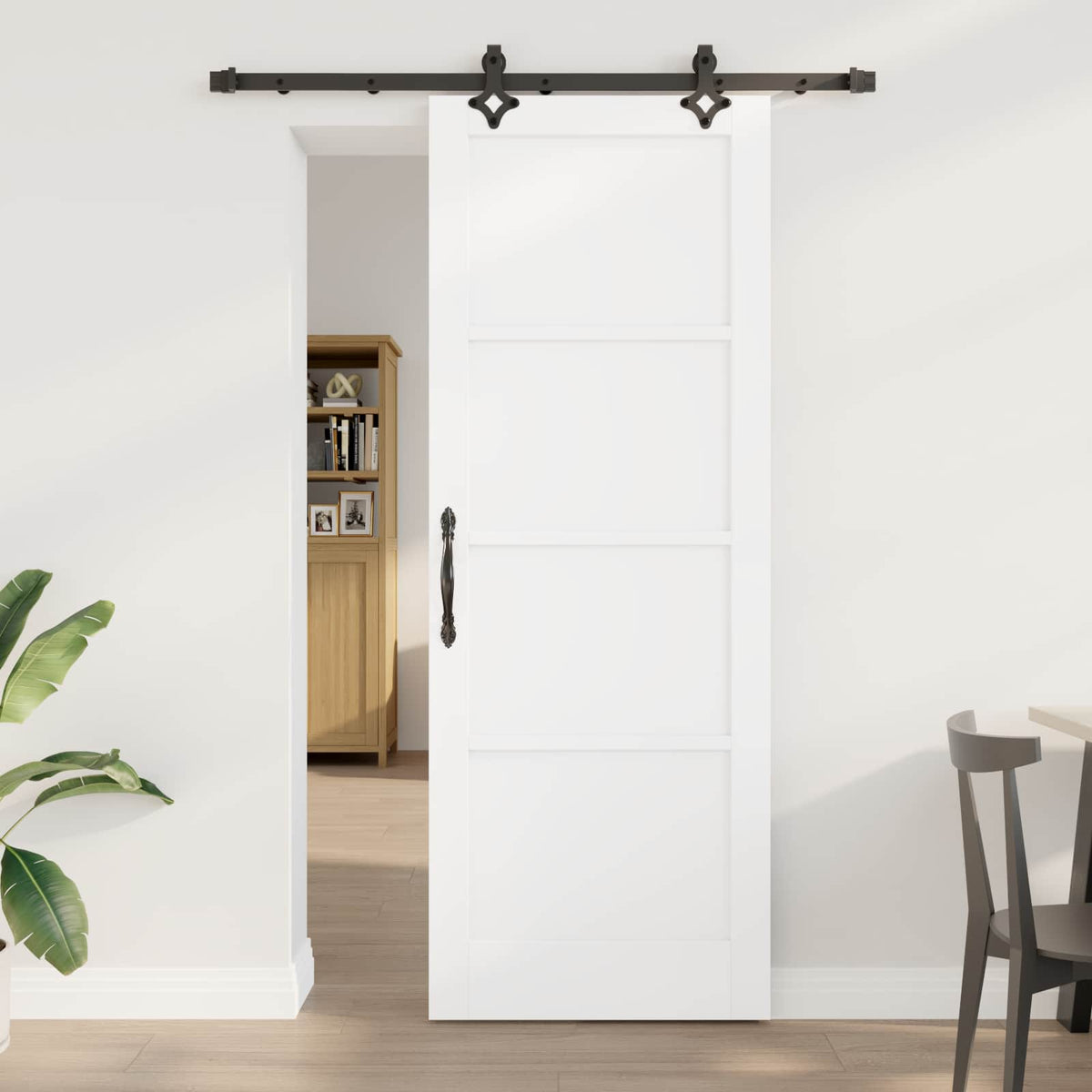 Csúszó ajtó ORKDAL 78 x 211 cm Szerelt Fa Fehér és Fekete