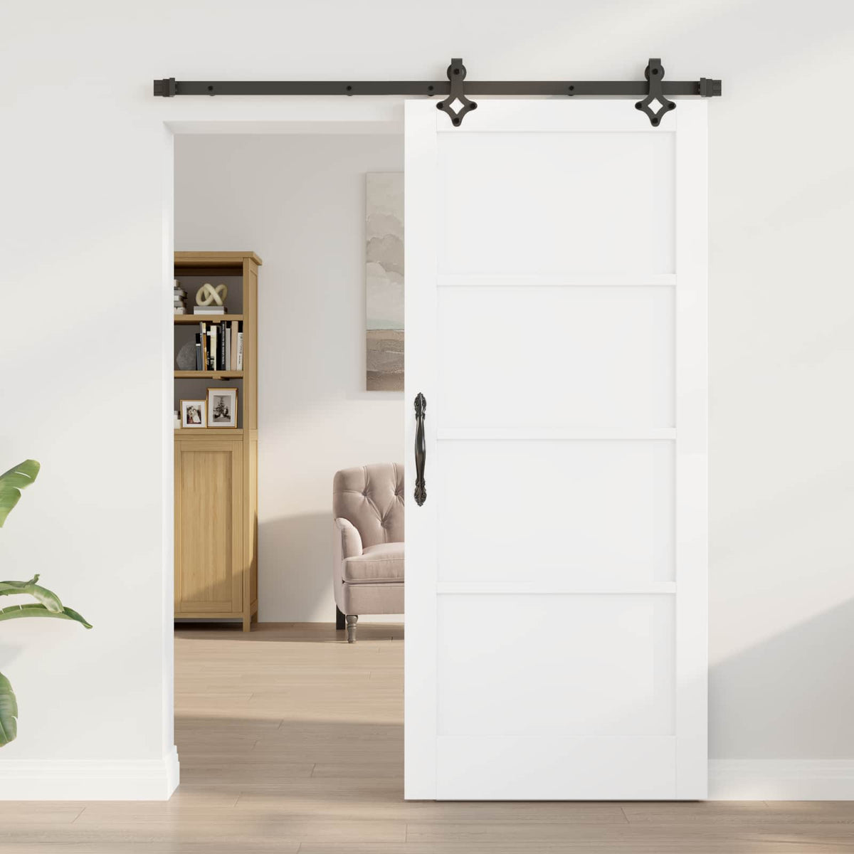 Csúszó ajtó ORKDAL 86 x 198,5 cm Szerelt Fa Fehér és Fekete 3