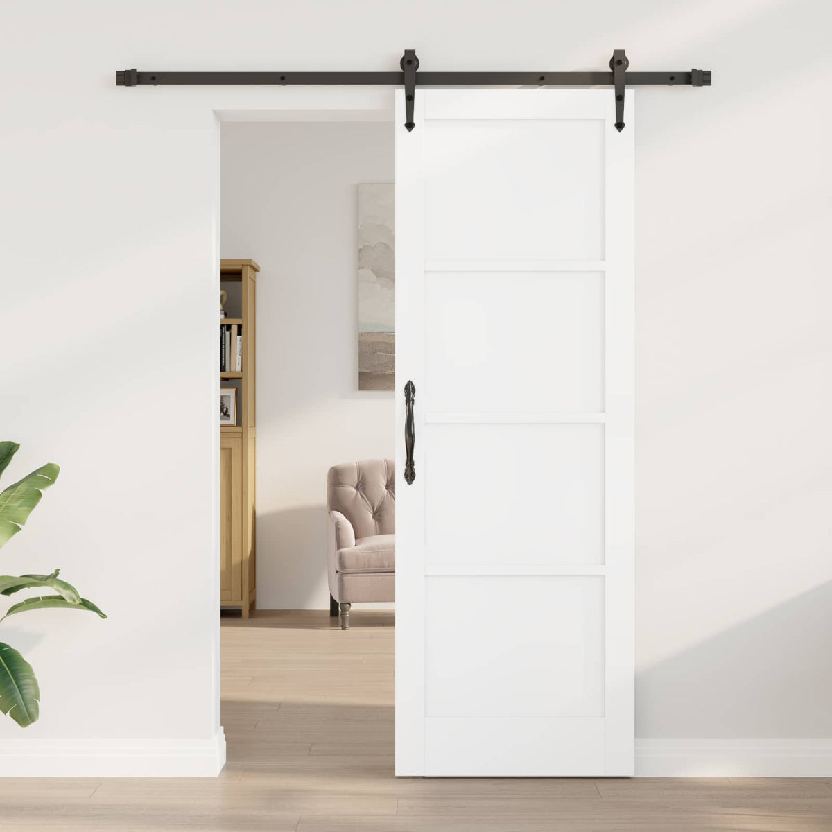 Csúszó ajtó ORKDAL 73,5 x 211 cm Szerelt Fa Fehér és Fekete 3