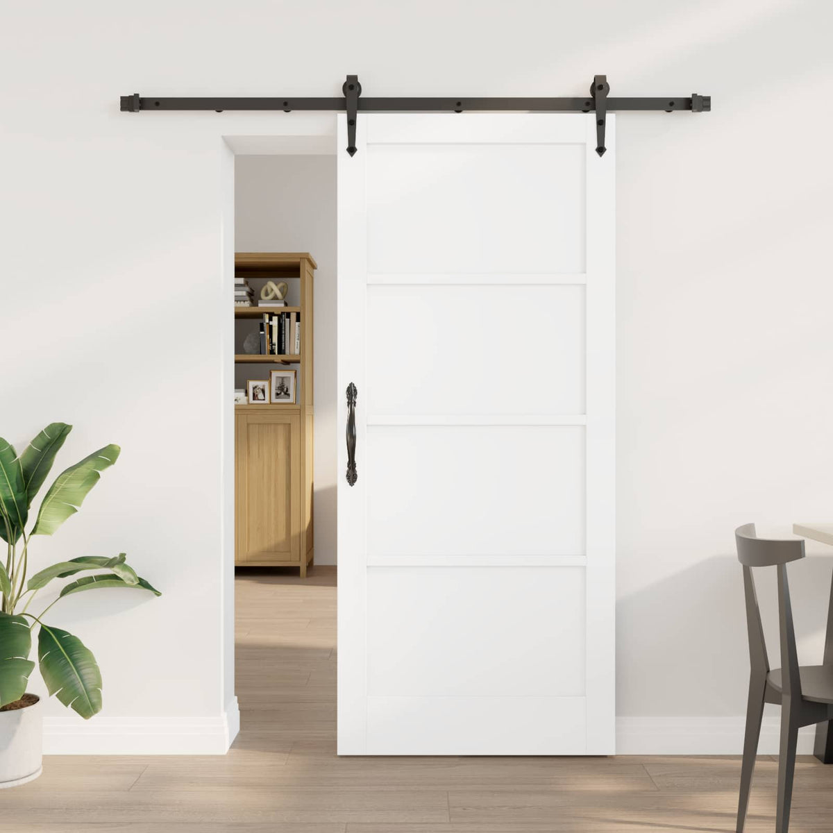 Csúszó ajtó ORKDAL 86 x 198,5 cm Szerelt Fa Fehér és Fekete