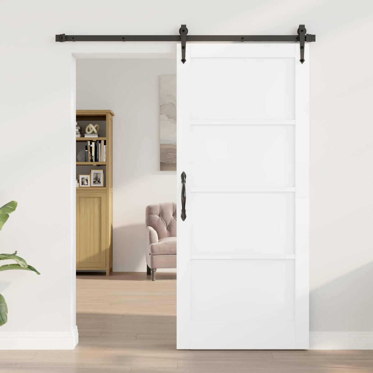Csúszó ajtó ORKDAL 86 x 211 cm Szerelt Fa Fehér és Fekete 3