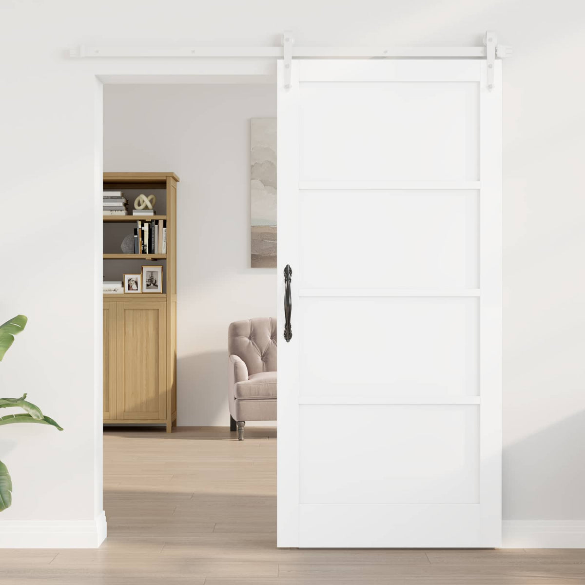 Csúszó ajtó ORKDAL 93 x 202 cm Szerelt Fa Fehér 3